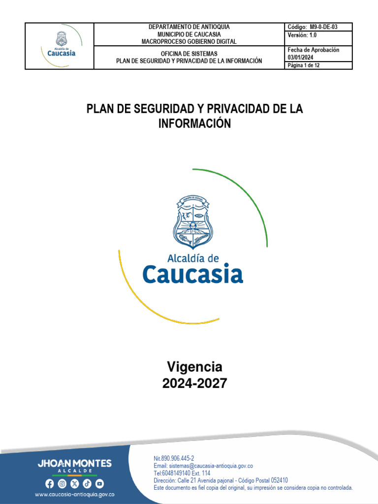 Plan de Seguridad y Privacidad de La Informacion2024 | PDF | Informática