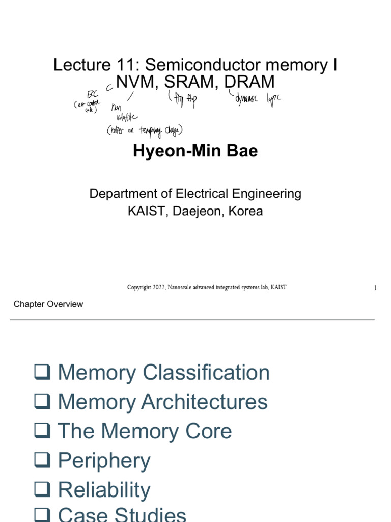 Lecture11 Memoryi Pdf Computer Memory Flash Memory