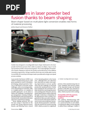 PhotonicsViews - 2022 - Bayol - Advances in laser powder bed fusion thanks to beam shaping