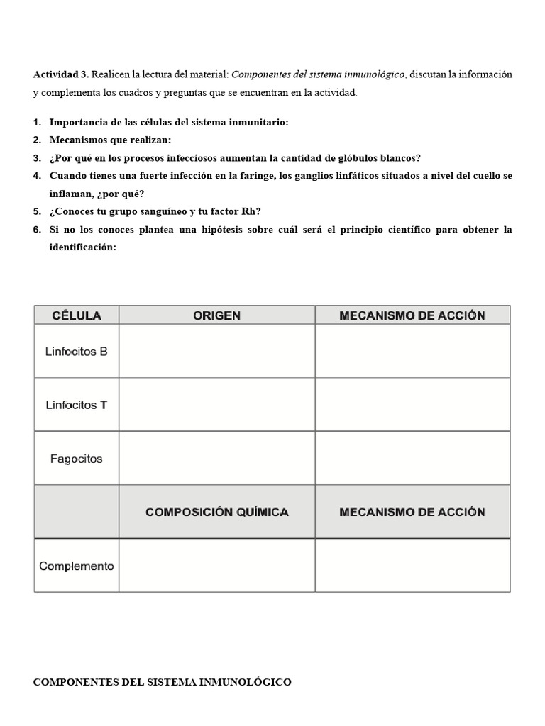 Actividad 3 Sistema Inmunológico Pdf