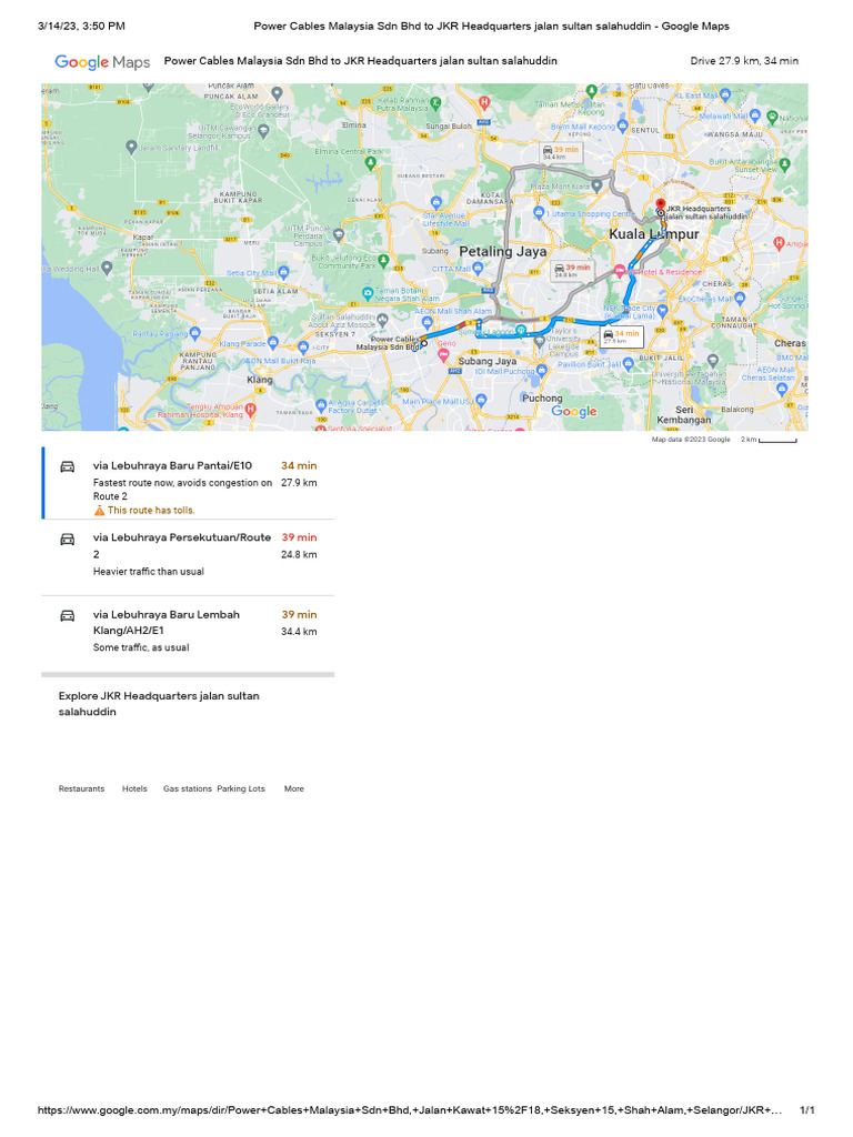 Power Cables Malaysia Sdn Bhd to JKR Headquarters jalan sultan