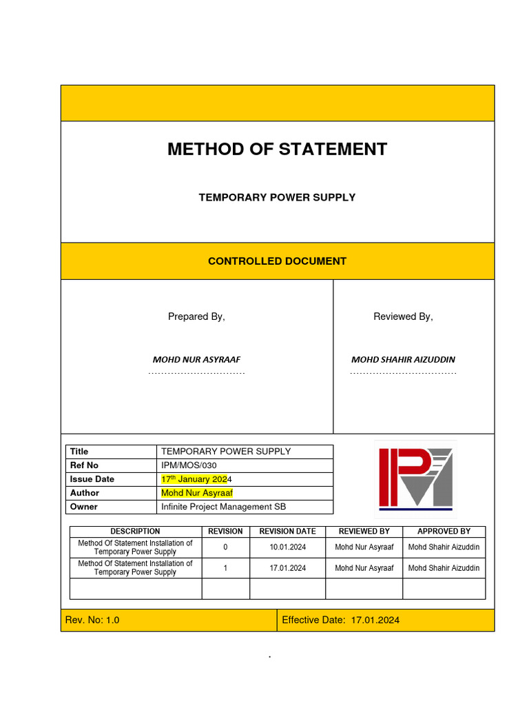 Temporary Power Supply Installation Guide | PDF | Manufactured Goods ...