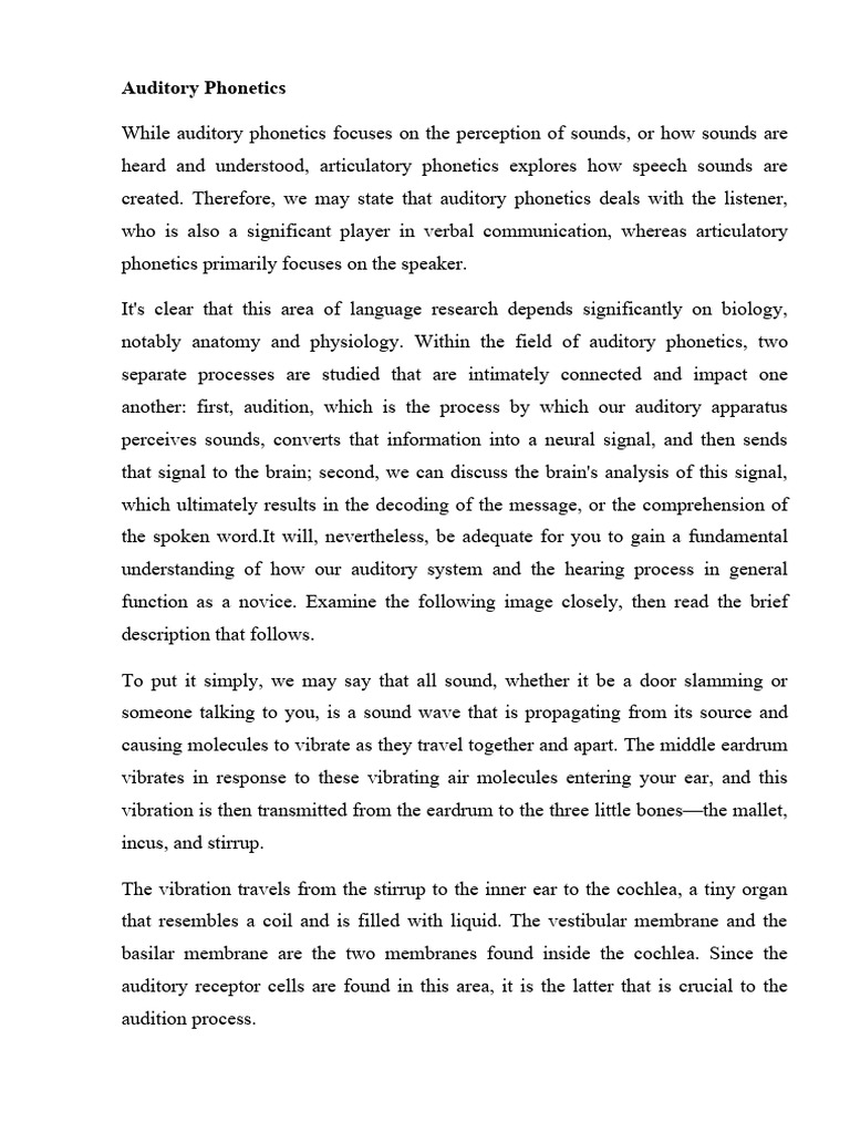 Understanding Auditory Phonetics | PDF