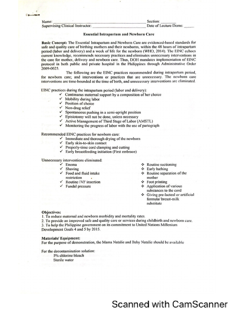 Essential Intrapartum and Newborn Care | PDF