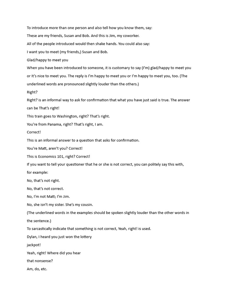 How to Introduce People and Confirm Facts | PDF | Self-Improvement ...