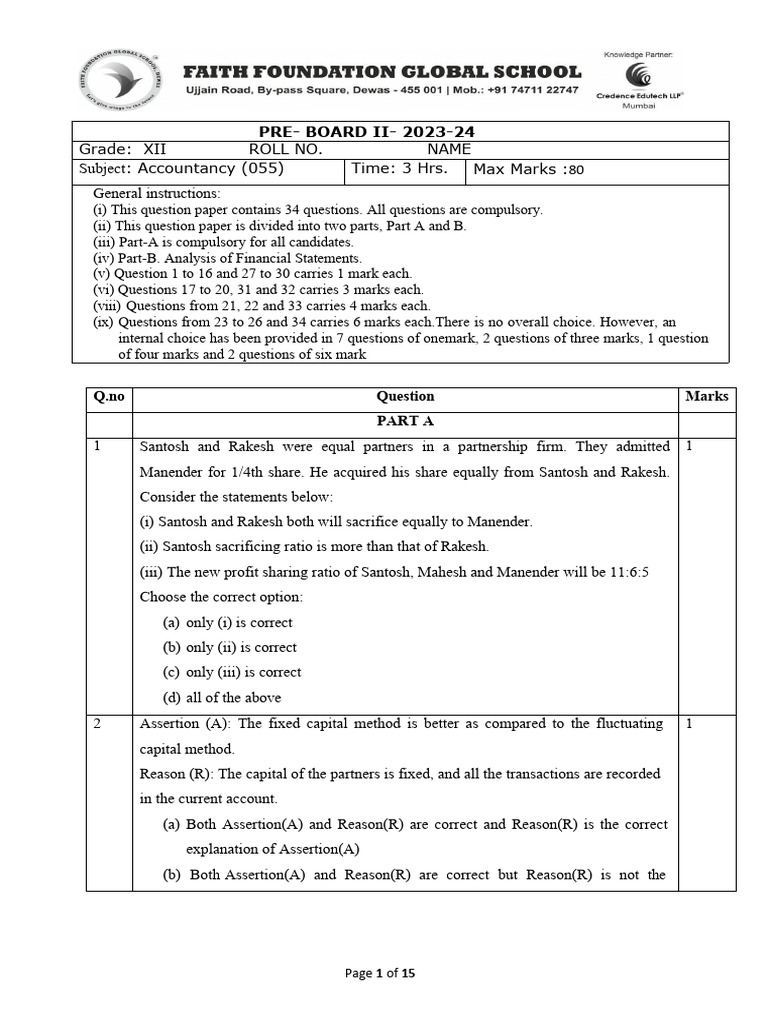 Pre Board II Ffgs (1) (1) PDF