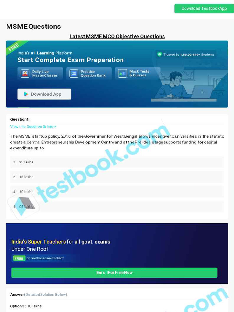 MCQ On Msme 5eea6a1239140f30f369ec47 | PDF