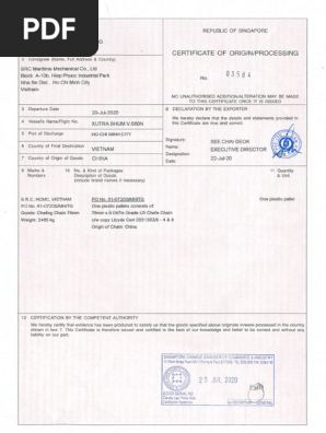 17. Main Towing Gear Certificate