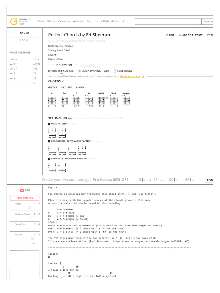 Ed Sheeran Perfect Chords Tab | PDF