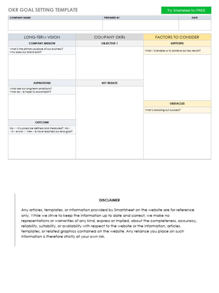 OKR Goal Setting Template Guide | PDF