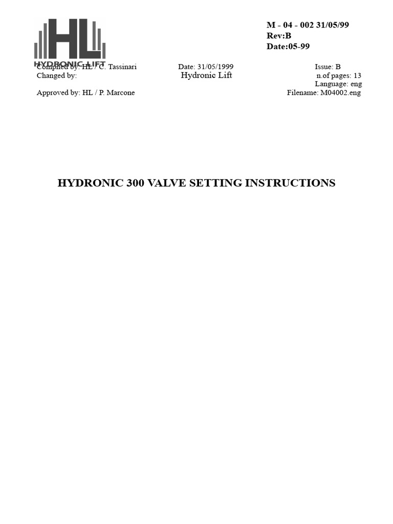 Hydronic 300 Valve Adjustment Guide | PDF | Valve | Pump