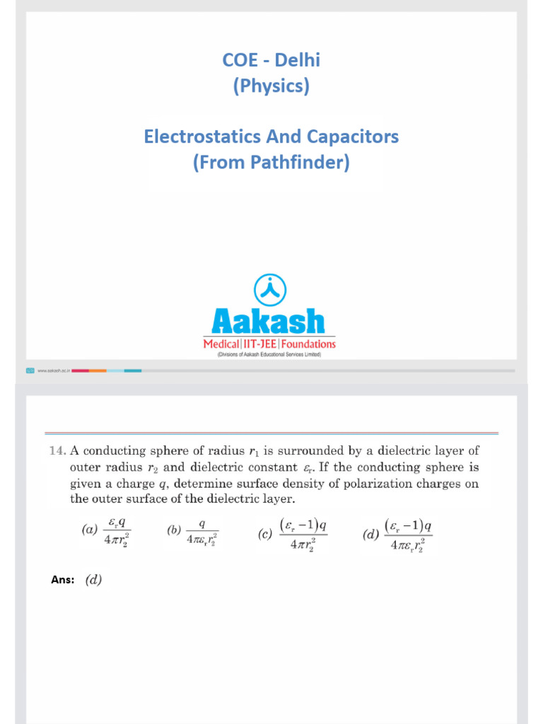 Electrostat & Capacitor (PathFinder) | PDF