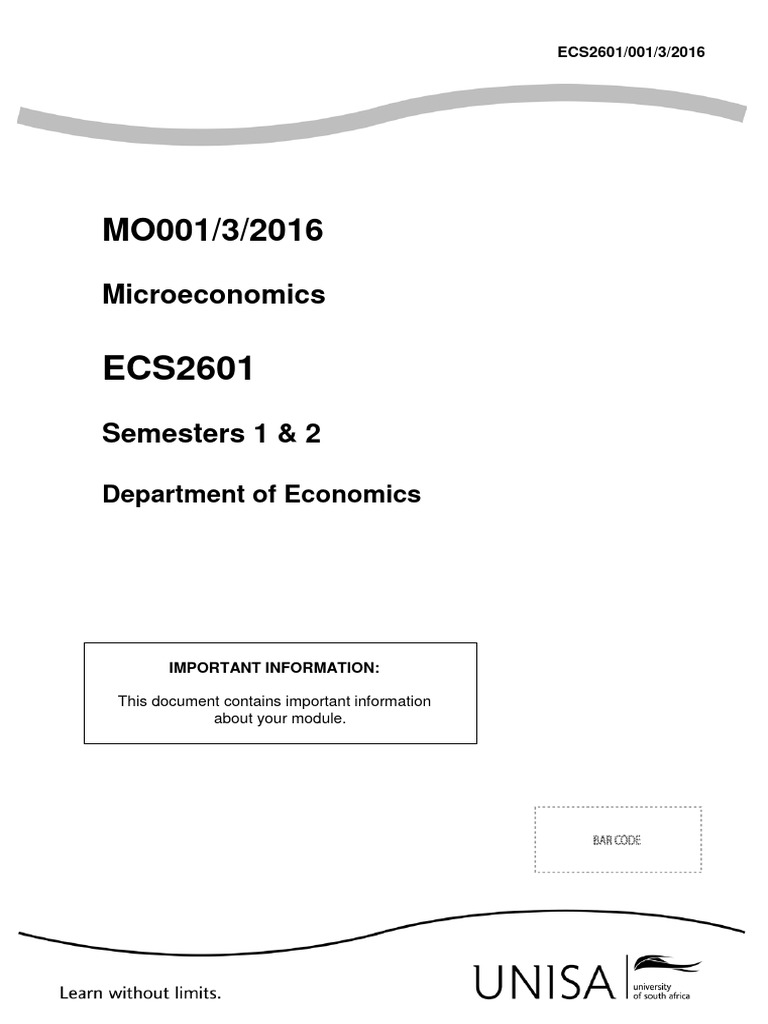 Microeconomics Module Overview ECS2601 | PDF