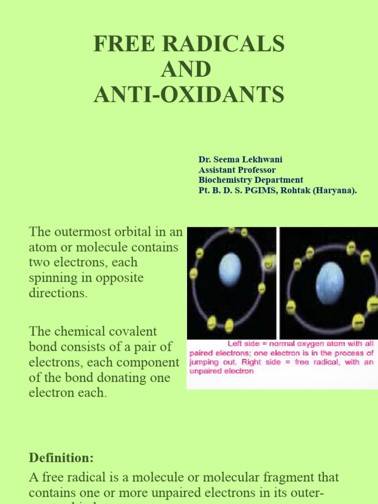 Antioxidants Mbbs Lecture Pdf Radical Chemistry Antioxidant