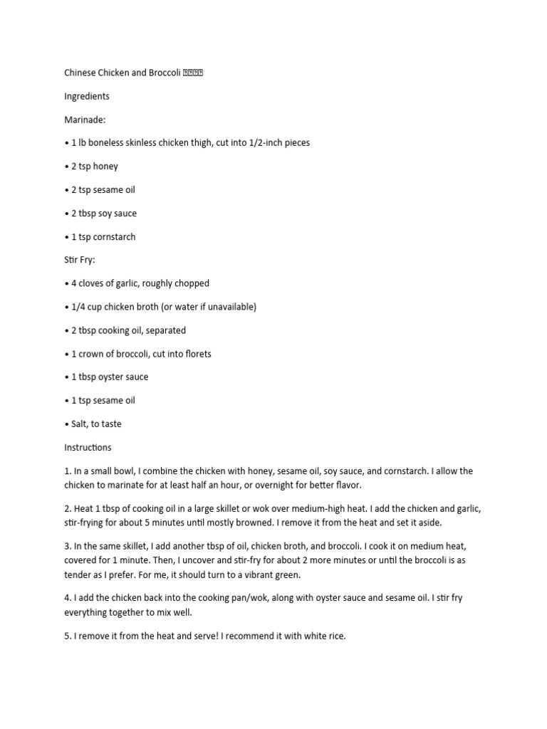 Chicken and Broccoli Stir-Fry Recipe | PDF