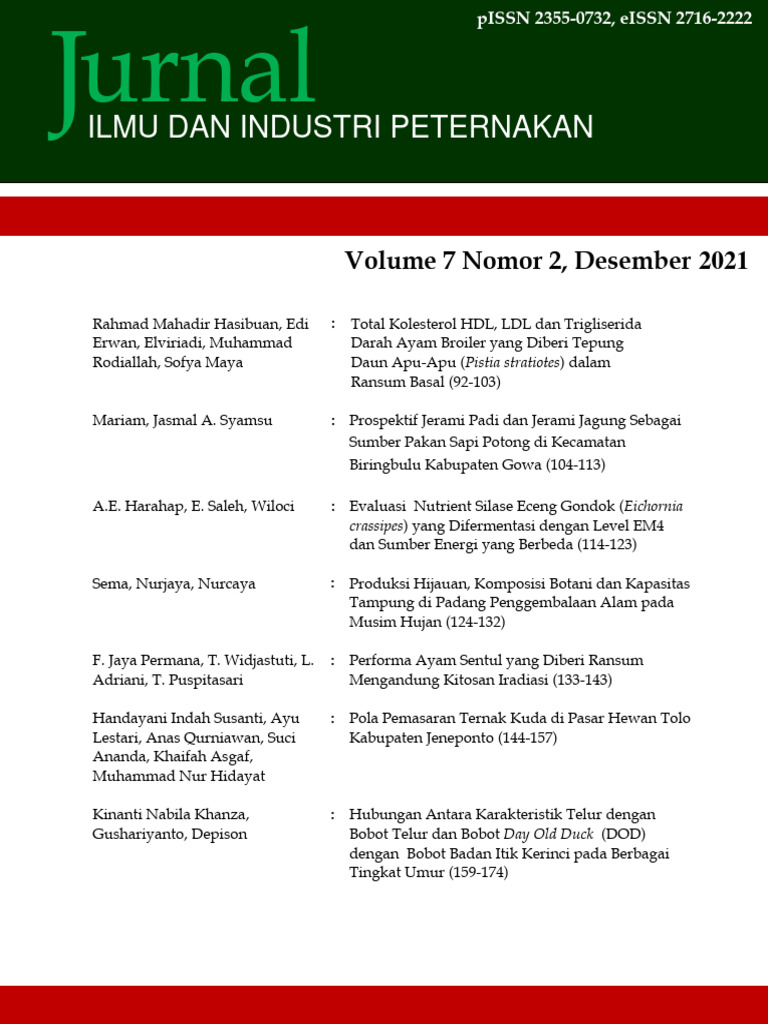 Jurnal Ilmu Peternakan (Komoditas Ayam) | PDF