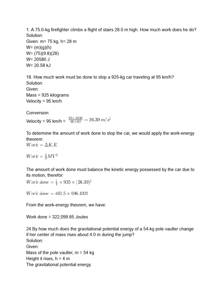Work and Energy Calculations in Physics | PDF
