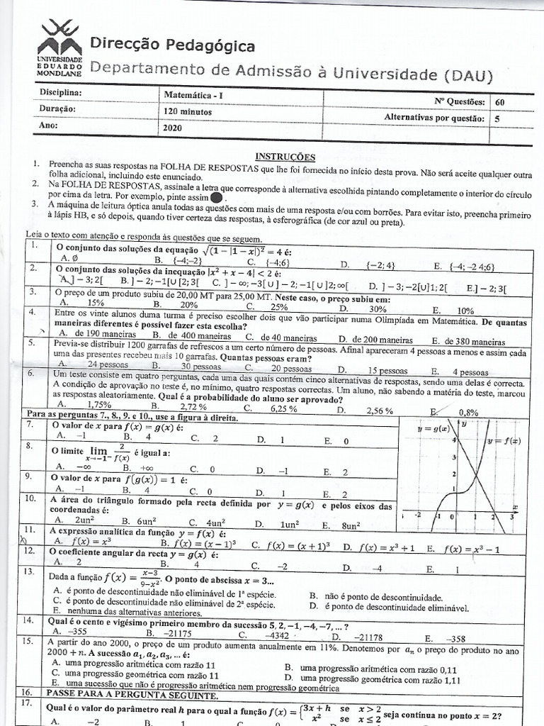 Exame Matematica 2020 | PDF