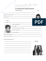 Describing People - Worksheet