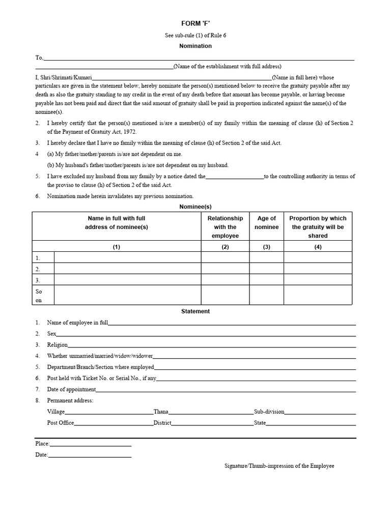 Gratuity Form F PDF Justice Crime & Violence