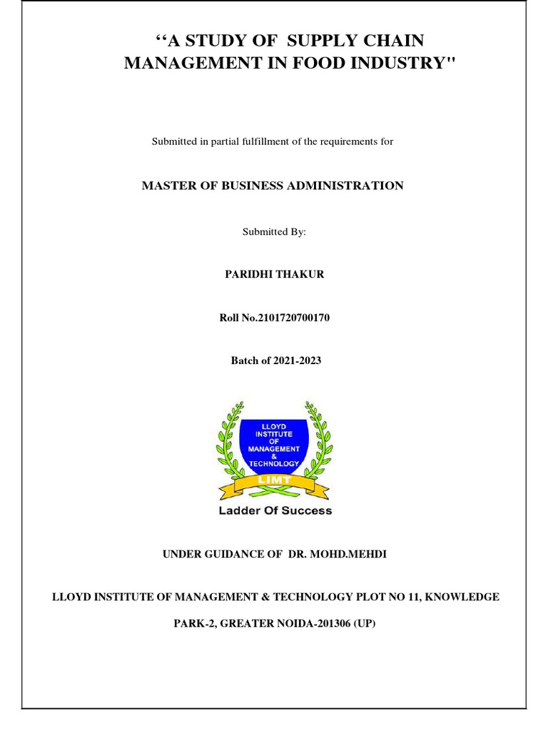 Supply Chain Management in Food Industry | PDF | Business