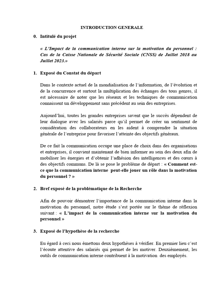 Impact de la communication interne sur la motivation | PDF | Motivation ...