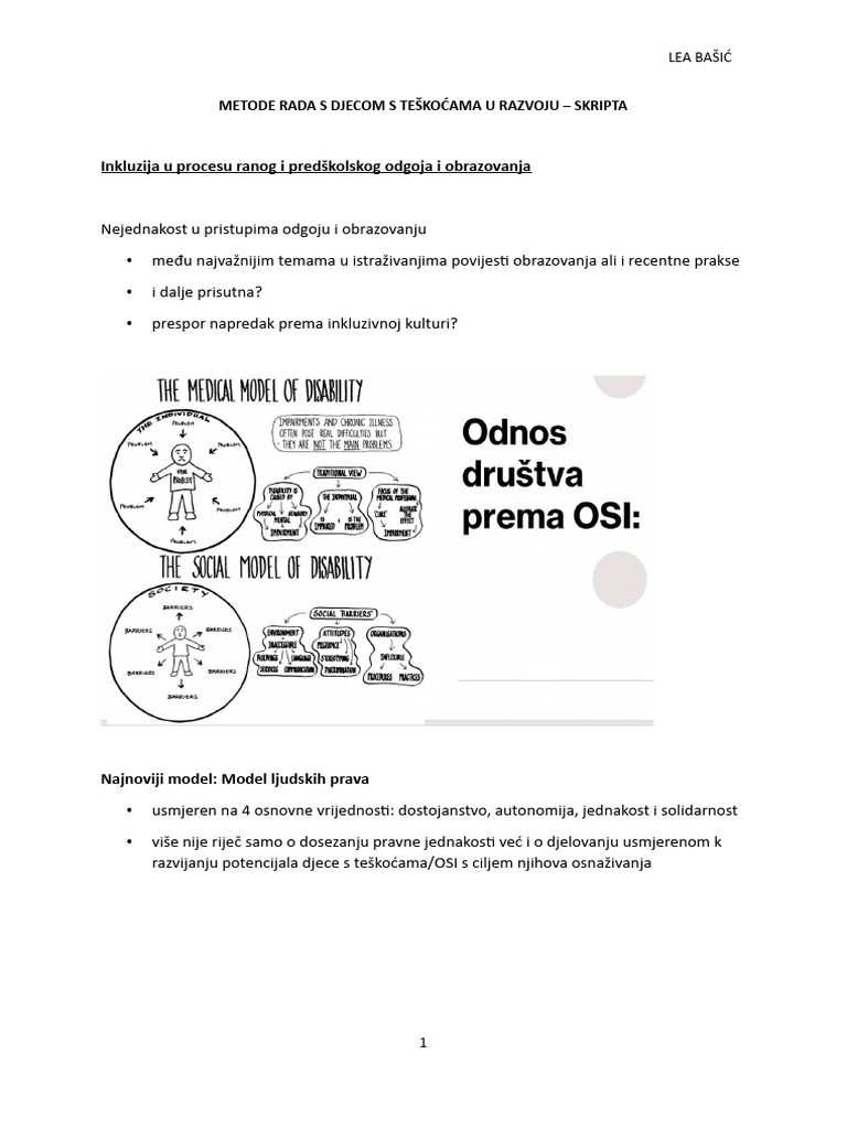 Metode Rada S Djecom S Teškoćama U Razvoju | PDF