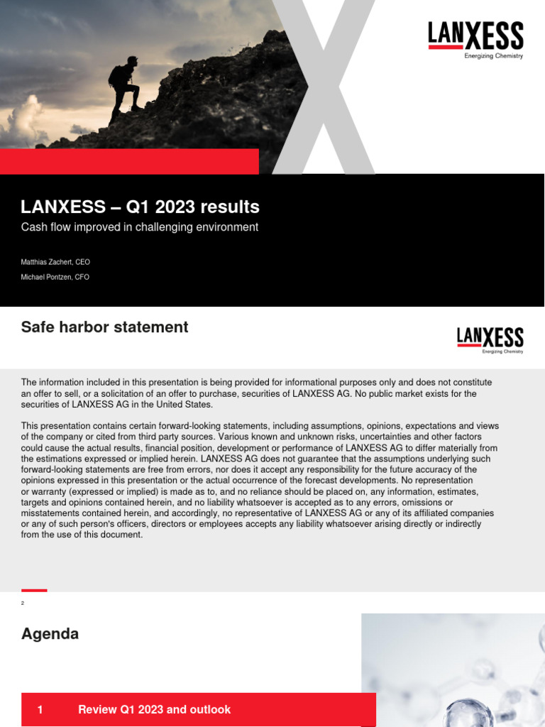 LANXESS - 2023 Q1 LANXESS Results Presentation CEO CFO | PDF