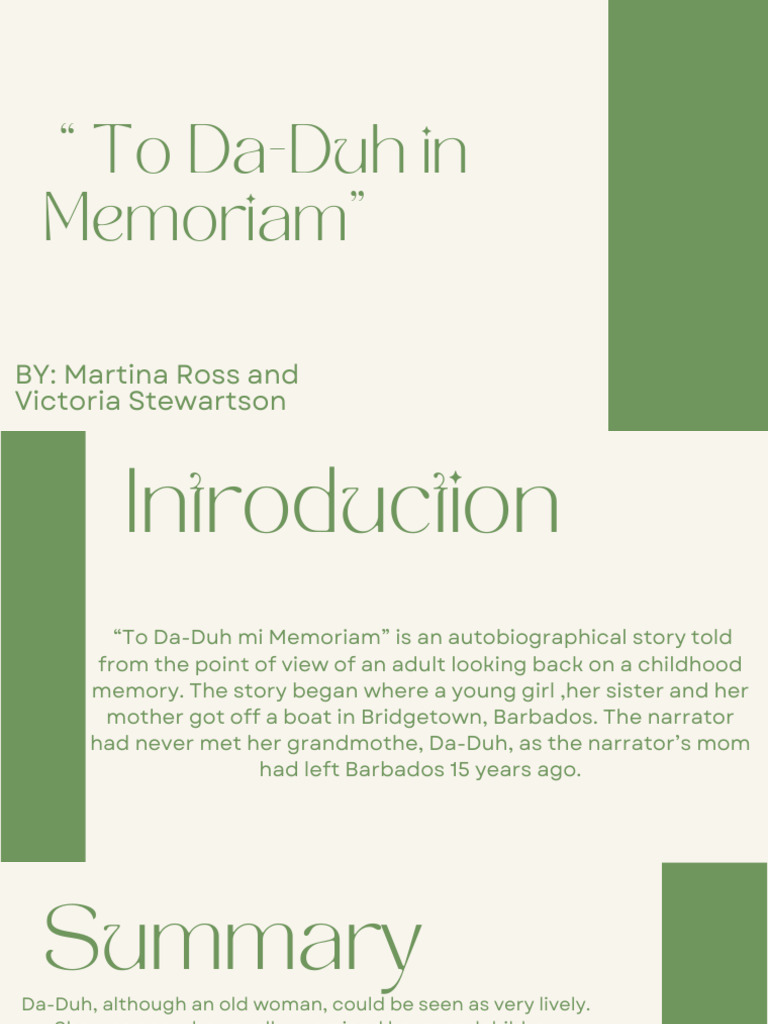 To DaDuh in Memoriam Analysis PDF