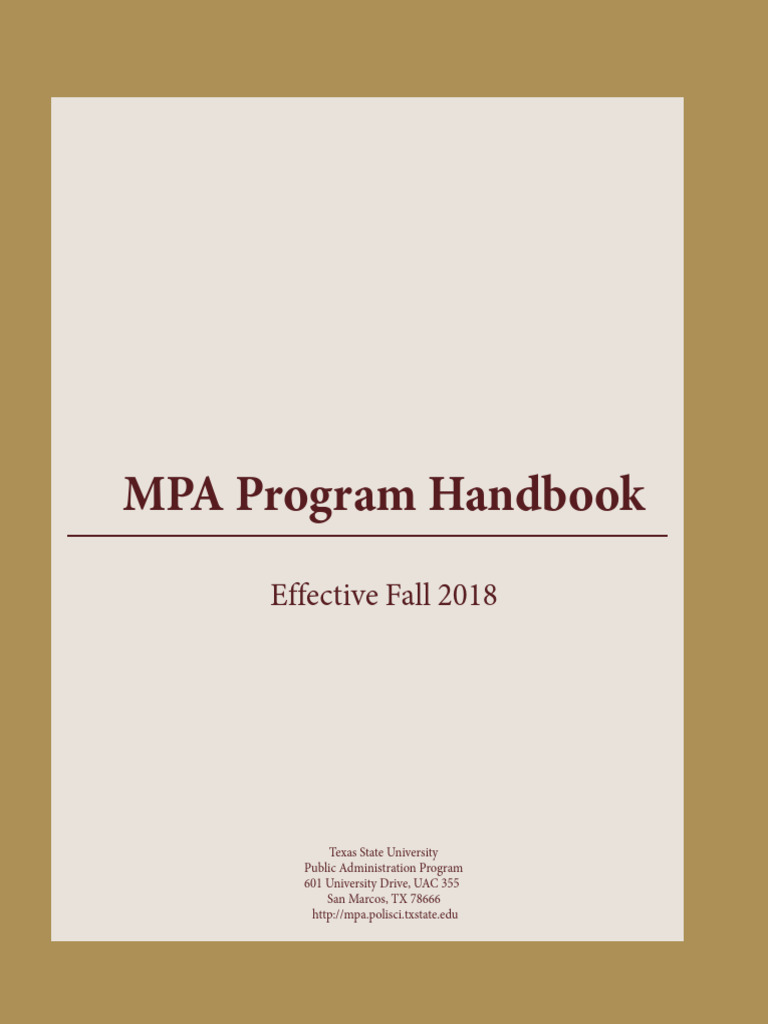 MPA Program Handbook Overview | PDF | Public Administration | Policy