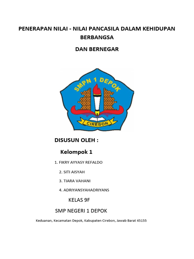 Makalah Penerapan Nilai Nilai Pancasila Pdf