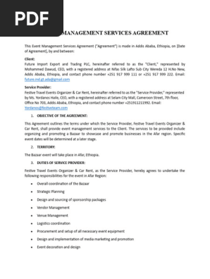 FESTIVE EVENT MANAGEMENT SERVICES AGREEMENT - Draft 2
