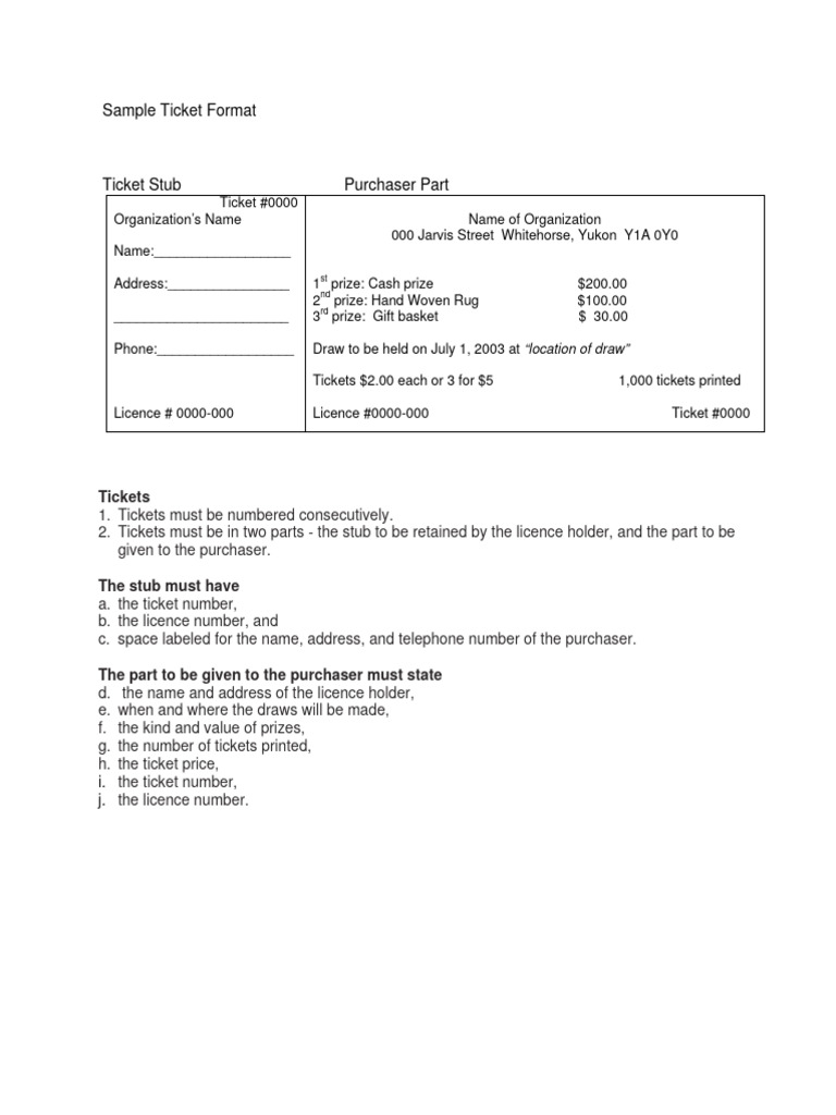 Raffle Ticket Sample Format | PDF