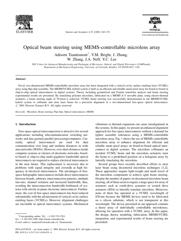 Optical Beam Steering | PDF | Laser | Optics