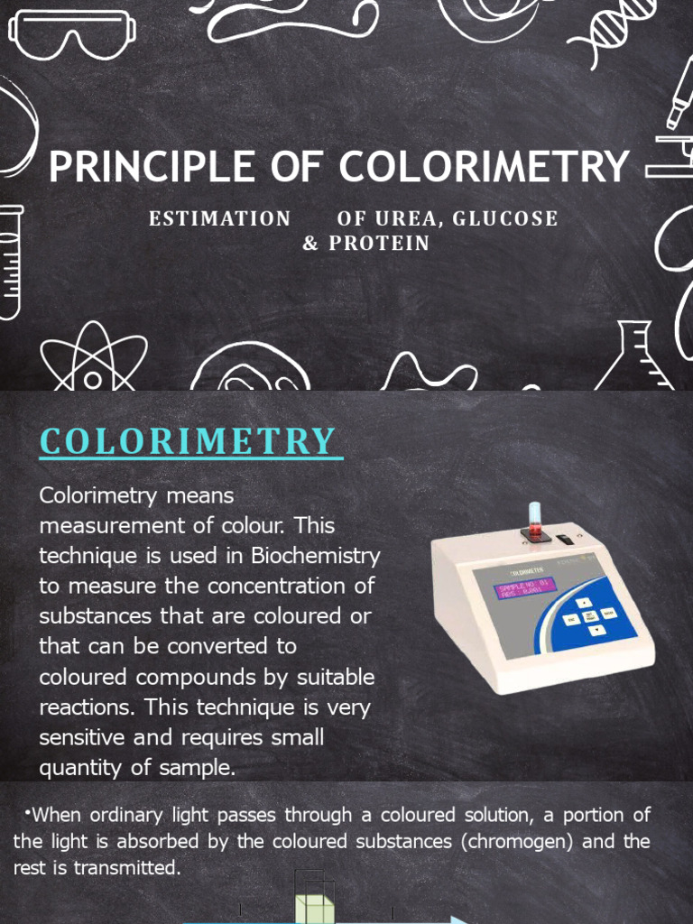 Principle of Colorimetry Estimation of Urea, Glucose & Protein PDF