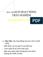 KẾ HOẠCH HOẠT ĐỘNG TRẢI NGHIỆM