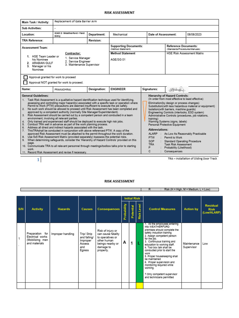 RISK Assement AGE WEATHERFORD | PDF | Risk | Risk Assessment