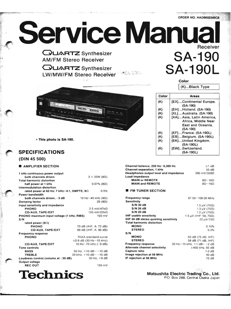 Technics Sa-190 | PDF