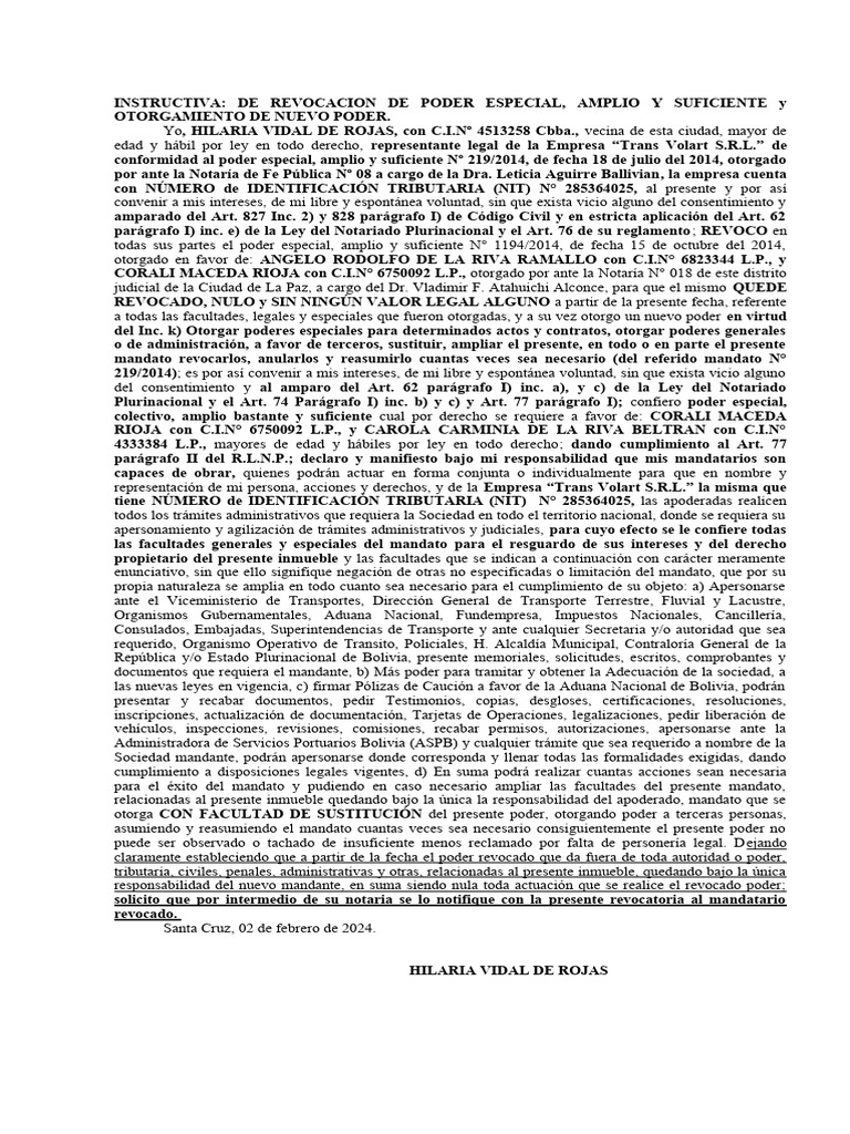 Revocación y Nuevo Poder Notarial | PDF | Gobierno | Justicia