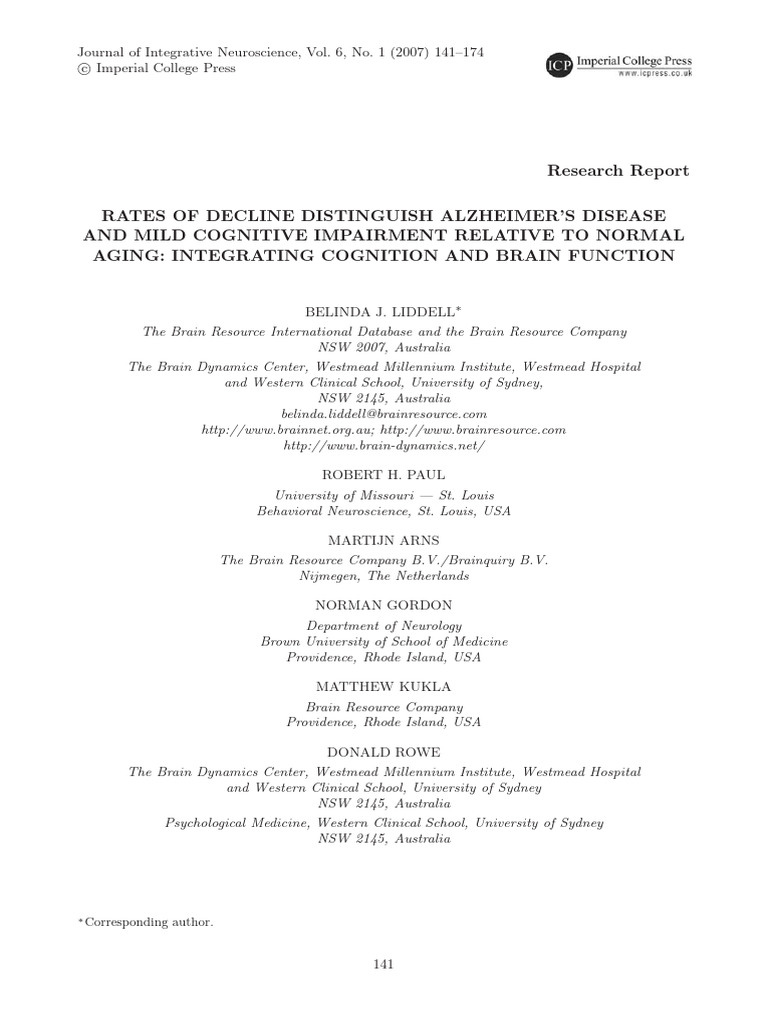 Alzheimers vs mild cognitive impairment of aging pdf