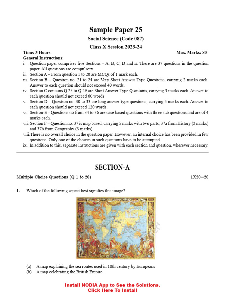 SS Sample Paper 25 Unsolved | PDF | Agriculture