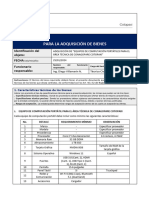 Especificaciones Técnicas para La Adquisición de Bienes: Identificación Del Objeto: Fecha: Funcionario Responsable