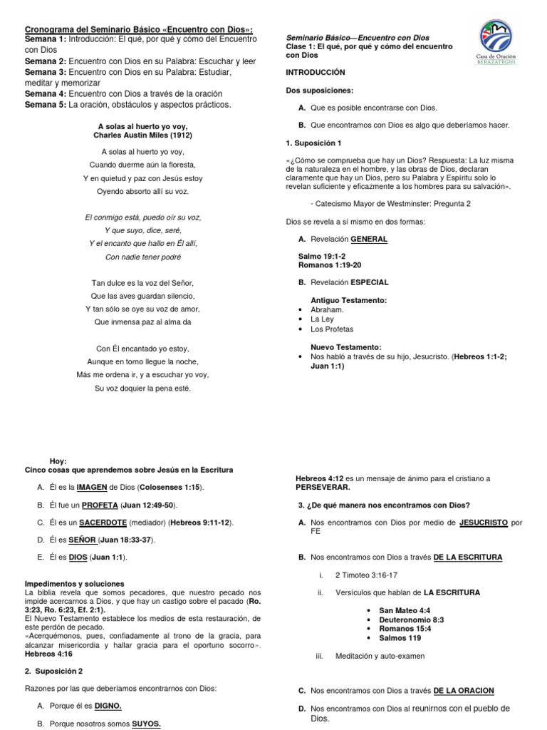 Seminario: Encuentro con Dios y Oración | PDF | Biblia | Jesús
