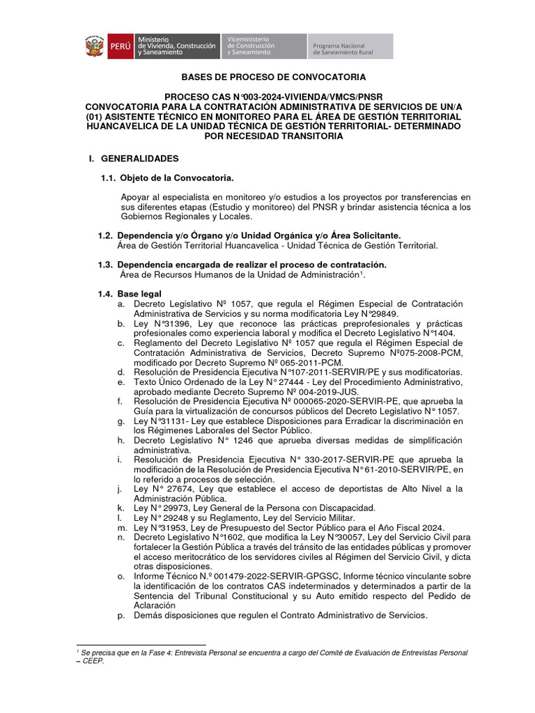 Convocatoria CAS Asistente Técnico PNSR 2024 | PDF | Gestión de ...