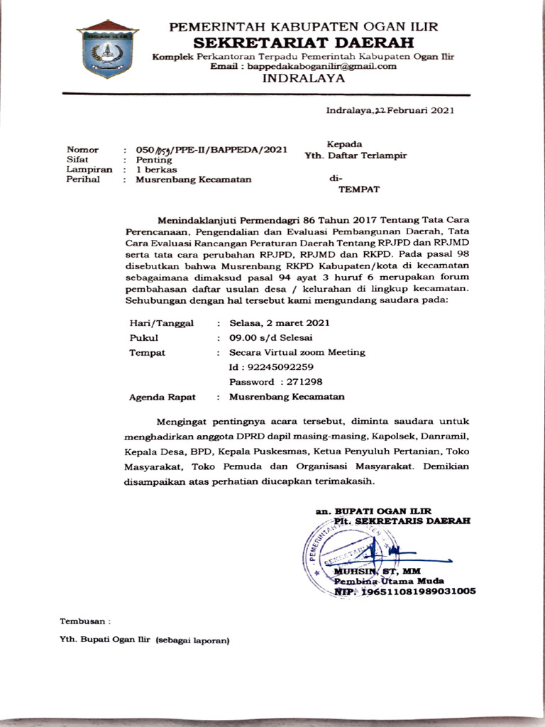 Undangan Musrenbang Kecamatan | PDF
