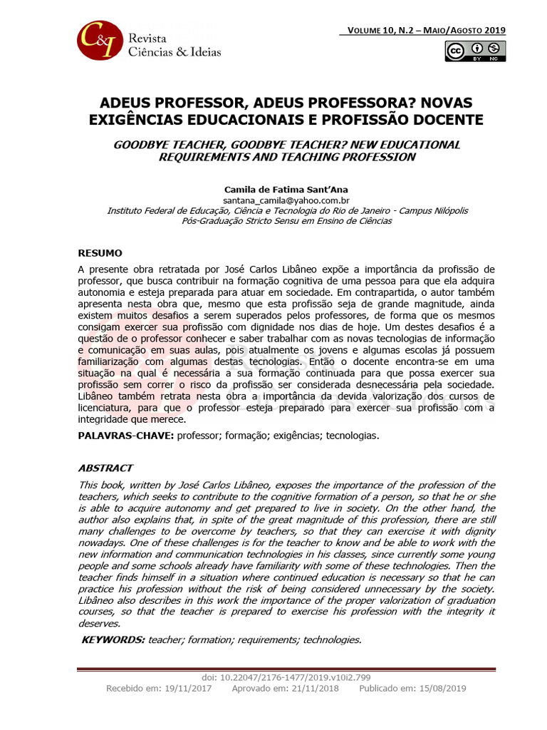 Adeus Professor Adeus Professora Novas Exigencias | PDF