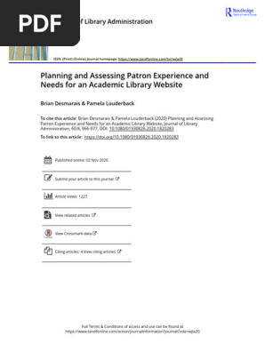 Planning and Assessing Patron Experience and Needs for an Academic Library Website