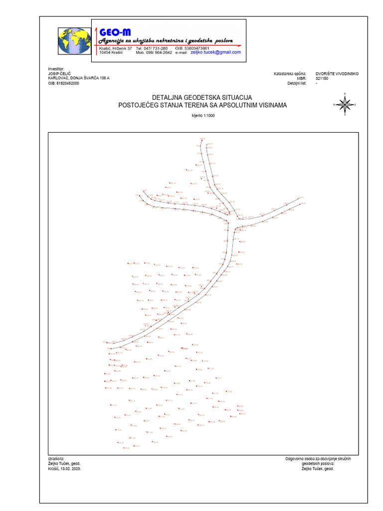 Detaljna situacija stvarnog stanja terena sa apsolutnim visinama | PDF