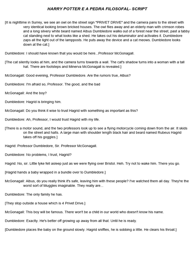 Harry Potter e A Pedra Filosofal - Script | Download Free PDF ...
