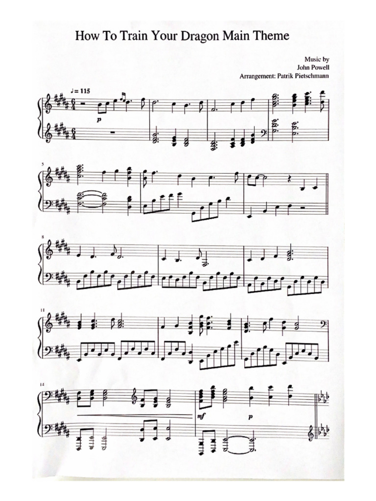 How To Train Your Dragon Main Theme PDF